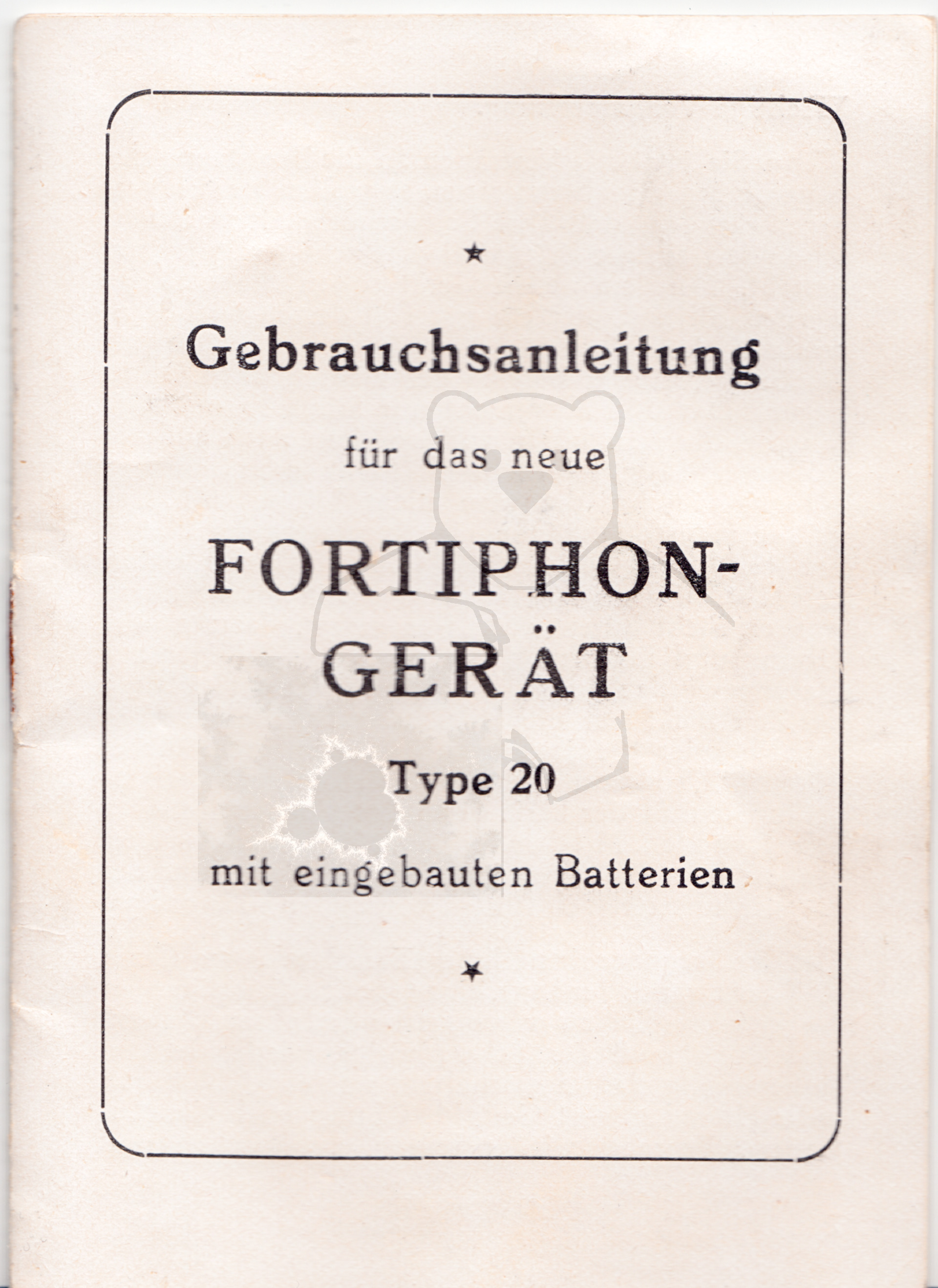 Hörgerät "Fortiphone Type 20", ca. 1949, Anleitung Seite 1